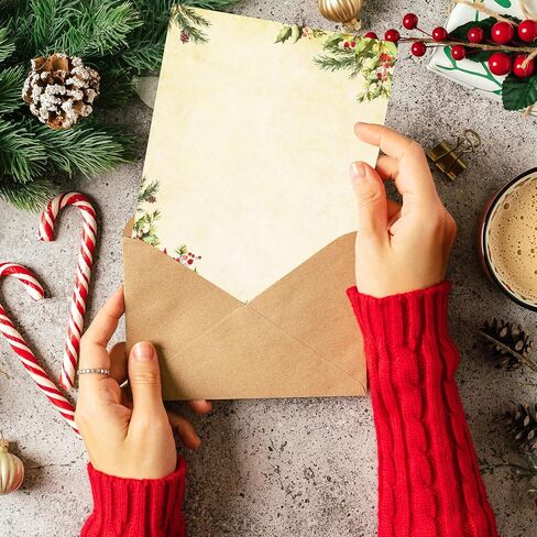 80 Sheet Christmas Stationery Paper Xmas Cardinal Bird & Holly Letter Writing Paper for Greeting Card Invitation Office Printing, 8.5 x 11 Inch, Double-Sided in Saudi Arabia