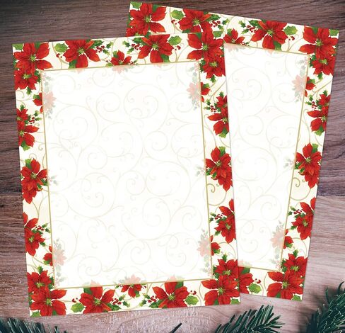 Great Papers! Poinsettia Swirl Letterhead, 80 count, 11" x 8.5" (2014076) in Saudi Arabia