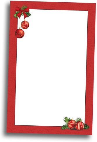 Red Bulbs Christmas Stationery Memo Paper - 80 Sheets of Half Sized (5 1/2" x 8 1/2") Christmas Letterhead for Winter & Holiday Events in Saudi Arabia
