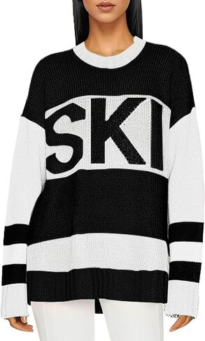 Oversized Sweater for Women Fall Fashion 2024 Crewneck Long Sleeve Ski Pullover Sweaters S-2XL in Saudi Arabia