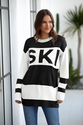 Oversized Sweater for Women Fall Fashion 2024 Crewneck Long Sleeve Ski Pullover Sweaters S-2XL in Saudi Arabia