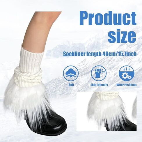 Suxgumoe Women's Leg Warmers, Y2K Knit Knee High Socks, Faux Fur Fuzzy Long Winter Boot Cuffs Cover in Kuwait