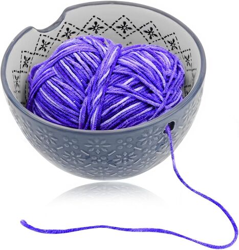 وعاء غزل من الصوف مصنوع يدويًا من السيراميك مصنوع يدويًا من السيراميك لحياكة إكسسوارات الكروشيه هدية يدوية للنساء، أوعية حامل كروشيه كبيرة مقاس 6 بوصات للغزل من جميع الأنواع (أزرق) in Kuwait