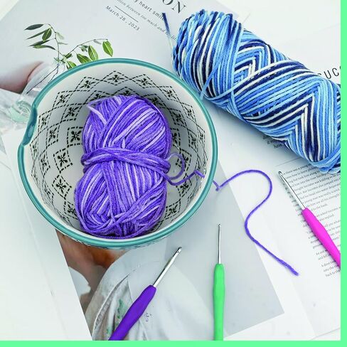 وعاء غزل من الصوف مصنوع يدويًا من السيراميك مصنوع يدويًا من السيراميك لحياكة إكسسوارات الكروشيه هدية يدوية للنساء، أوعية حامل كروشيه كبيرة مقاس 6 بوصات للغزل من جميع الأنواع (أزرق) in Kuwait