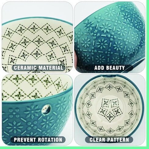 وعاء غزل من الصوف مصنوع يدويًا من السيراميك مصنوع يدويًا من السيراميك لحياكة إكسسوارات الكروشيه هدية يدوية للنساء، أوعية حامل كروشيه كبيرة مقاس 6 بوصات للغزل من جميع الأنواع (أزرق) in Kuwait