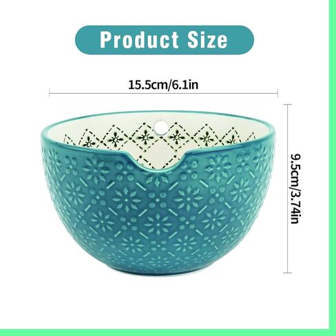 وعاء غزل من الصوف مصنوع يدويًا من السيراميك مصنوع يدويًا من السيراميك لحياكة إكسسوارات الكروشيه هدية يدوية للنساء، أوعية حامل كروشيه كبيرة مقاس 6 بوصات للغزل من جميع الأنواع (أزرق) in Kuwait