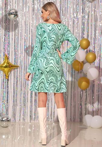 Clarisbelle Women's Halloween 7 Pcs Disco Dress Sequin 70's Dance Costume Outfit with Sunglasses Headband in Kuwait