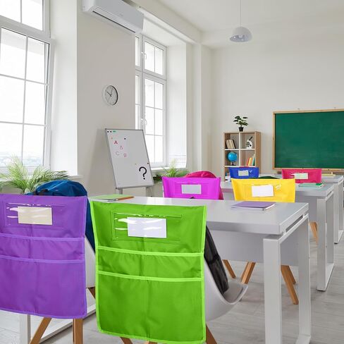 جيوب كرسي Windyun للفصل الدراسي، منظم تخزين مقعد الطالب، جيوب كرسي من قماش أكسفورد للمدرسة، الفصل الدراسي، المنزل، فريق الأطفال، 8 ألوان (32 حزمة) in Kuwait