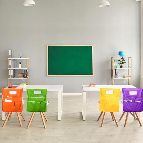 جيوب كرسي Windyun للفصل الدراسي، منظم تخزين مقعد الطالب، جيوب كرسي من قماش أكسفورد للمدرسة، الفصل الدراسي، المنزل، فريق الأطفال، 8 ألوان (32 حزمة) in Kuwait