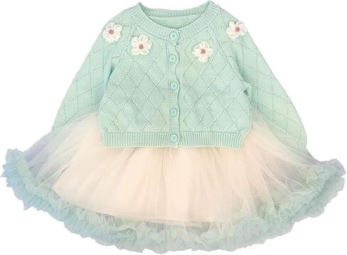 Peacolate 2-6T Spring Autumn Little Girls 2pcs Clothing Set Dress and Knit Cardigan in Kuwait