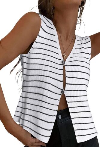 Y2K Knit Vest Top for Women Hollow Out Button Down V Neck Crochet Crop Top Sleeveless Sweater Vintage Streetwear in Saudi Arabia