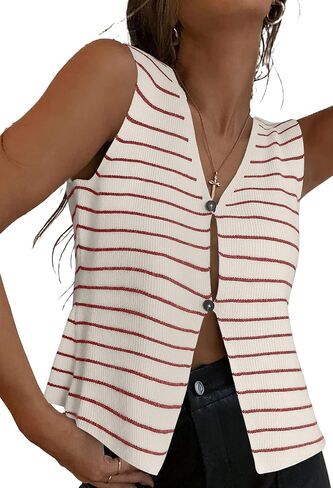 Y2K Knit Vest Top for Women Hollow Out Button Down V Neck Crochet Crop Top Sleeveless Sweater Vintage Streetwear in Saudi Arabia
