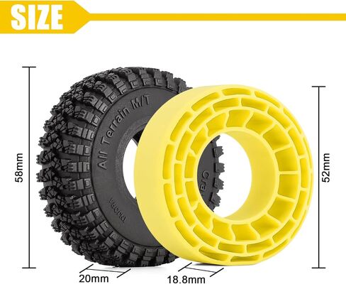 انجورا اطارات 1.0 S3 لجميع التضاريس لسيارة TRX4M SCX24 AX24 FCX24 FCX24، 58 × 20 ملم، T1008 in Kuwait