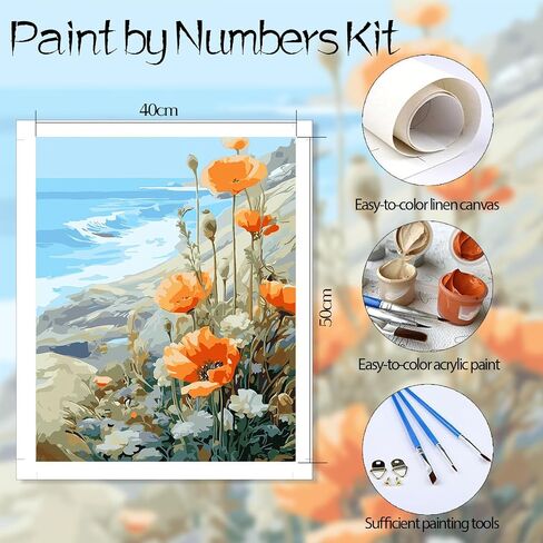 ShengDexin Paint by Numbers Kit for Adults Crafts,Beginner Paint by Number Kits on Canvas,DIY Artwork Acrylic Painting Flowers Adults' for Gift Home Wall Decor (16x20inch) in Saudi Arabia