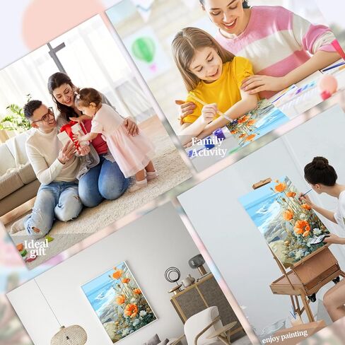 ShengDexin Paint by Numbers Kit for Adults Crafts,Beginner Paint by Number Kits on Canvas,DIY Artwork Acrylic Painting Flowers Adults' for Gift Home Wall Decor (16x20inch) in Saudi Arabia