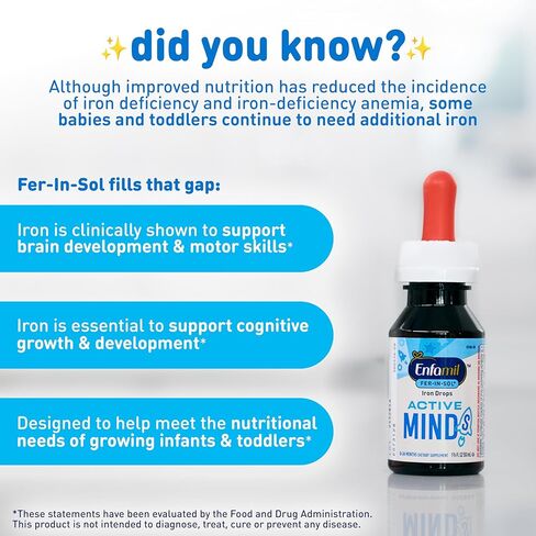Enfamil Fer-In-Sol Iron Supplement Drops for Infants & Toddlers, Supports Brain Development, 50 mL Dropper Bottle, Pack of 2 in Saudi Arabia
