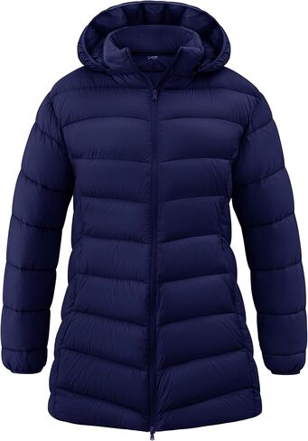 wantdo Women's Plus Size Puffer Coat Packable Lightweight Long Winter Coats with Hood in Kuwait