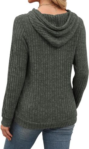 Lylinan Womens Soft Ribbed Knit Hoodie Sweaters Long Sleeve Pullover Shirts Lightweight Cozy Fall Tops in Saudi Arabia