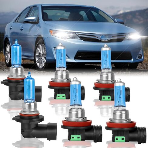 مناسب لسيارة Toyota Camry 2007-2017 لمبات هالوجين أمامية عالية الأداء، 9005 شعاع عالٍ + H11 طقم لمبات بديلة للمصابيح الأمامية منخفضة الشعاع، التوصيل والتشغيل، حزمة من 4 (تويوتا كامري 2007-2017) in Kuwait