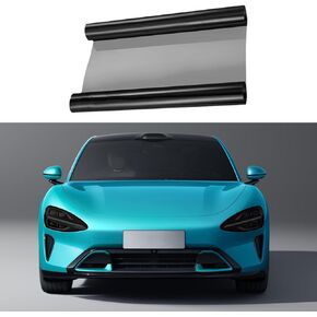 12×48 Inches Car Light Tint Film, Light Self-Adhesive Tint Film, Auto Taillight Vinyl Wrap Film, Car Accessories Light Headlight Cover Protection Film Universal for Vehicles (Dark Black)