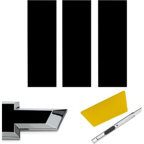 Compatible with Bowtie Logo Wrap Stickers 11.8" x 4" 3PCS Compatible with Chevy Bowtie Emblem Wrap Kit with Spatula and Cutter Universal Black Logo Overlay (Matte Black)