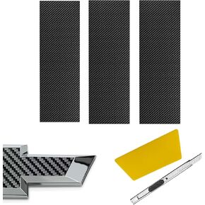 Compatible with Bowtie Logo Wrap Stickers 11.8" x 4" 3PCS Compatible with Chevy Bowtie Emblem Wrap Kit with Spatula and Cutter Universal Black Logo Overlay (Matte Black)