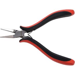 The Beadsmith Platinum Series German Flat Nose Pliers, 4.75 inches (120mm) with Polished Steel Head, red and Black Ergonomic Comfort Grip Handle and Double-Leaf Spring, Tool for Jewelry Making