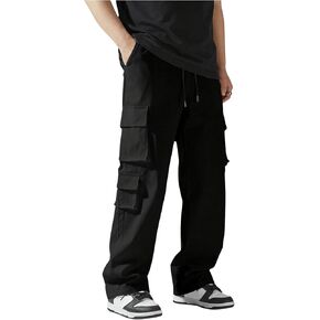 SHENHE Men's Drawstring Waist Workout Cargo Pants Street Casual Loose Pants with Pockets