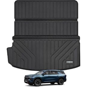 Floor Mats & Large Trunk Mat for ALL-New 2024 Chevrolet Traverse (7 Seats(2 Row Bucket Seat)),TPE All Weather Protection Car Floor Liners With Cargo Liners Covering backrest For Chevy Traverse