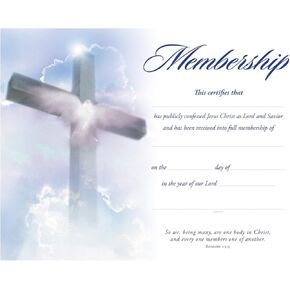 Church Membership Certificate - Premium Foil Embossed - KJV - 8.5 X 11 inches - (Package of 6)…