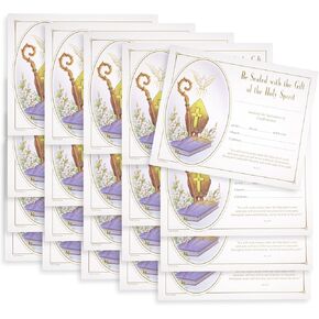 Confirmation Certificates, Premium Cardstock, Elegant Commemorative Sacrament Keepsake, 10 x 8 Inches, Pack of 20