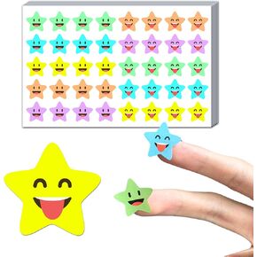 600 Pieces, 3/4 inch - Star Stickers for Kids Reward, Happy Smiling Faces - 10 Designs