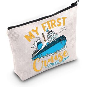 WZMPA Cruise Vacation Cosmetic Makeup Bag Cruise Trip 2022 Gifts My First Cruise Zipper Pouch Bag For Women Girls (First Cruise)