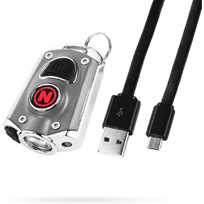 نيبو مصباح سلسلة مفاتيح LED تكتيكي قابل لاعادة الشحن بمنفذ USB من ماي كرو يتميز بـ6 اوضاع اضاءة عالية اللومن - احمر
