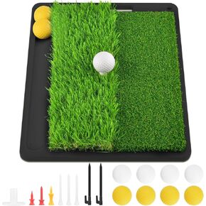 BROTOU Golf Training Mat for Swing Detection, Premium Dual-Turf Golf Hitting Mat, Path Feedback Golf Practice Mat, Golf Impact Mat for Indoor/Outdoor, Golf Training Aid Equipment