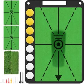 BROTOU Golf Training Mat for Swing Detection, Premium Dual-Turf Golf Hitting Mat, Path Feedback Golf Practice Mat, Golf Impact Mat for Indoor/Outdoor, Golf Training Aid Equipment