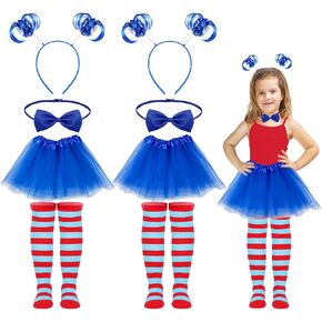 Halloween Costume Accessories Include Tulle Tutu Headband Bow Ties Stretchy Striped Socks for Party Cosplay