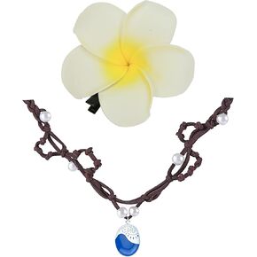 Hawaiian Flower Clip Necklace Costume Accessories Cosplay Theme Party Set
