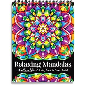 SOUTHERN LOTUS Relaxing Mandalas Coloring Book Spiral Bound for Adults Mindfulness and Relaxing