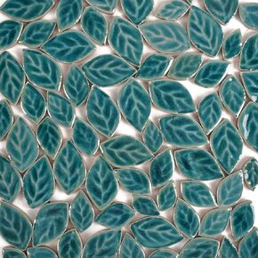 Ceramic Mosaic Tiles 500g, Leaf Shape Mosaic Ceramics Pieces for DIY Crafts Plates Flowerpots Making Supplies Home Decoration (Green)