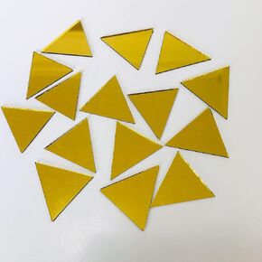 NUO RUI 150pcs 1" Triangle Mirrors Small Gold Color Mosaic Mirror Tiles for Craft Projects