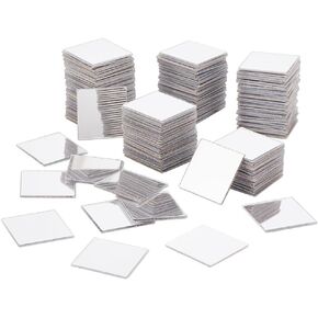 PH Pandahall 300pcs Square Mosaic Tiles 20mm, Mini Mirror Tiles Self Adhesive Mirror Tiles for Crafts, Silver Acrylic Mosaic Stickers for Photo Framing Vase Decoration Disco Dancing Ball
