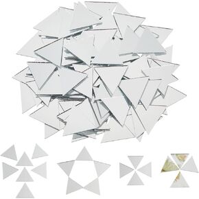OLYCRAFT 180Pcs 6 Styles Mosaic Pieces Teardrop Small Mosaic Tiles 1mm Thick Non-Stick Mini Glass Mirror Tiles DIY Mirror Diamond Mini Mirrors with Iron Box for Crafts Art Wall Door Home Decorations