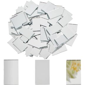 OLYCRAFT 180Pcs 6 Styles Mosaic Pieces Teardrop Small Mosaic Tiles 1mm Thick Non-Stick Mini Glass Mirror Tiles DIY Mirror Diamond Mini Mirrors with Iron Box for Crafts Art Wall Door Home Decorations
