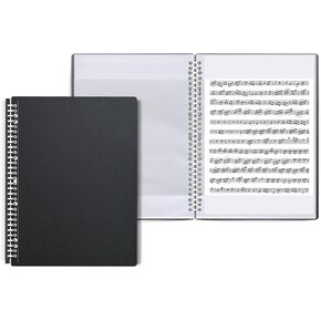 Stylish Black Music Binder - 30-Hole Metal Binder, Non-Glare and Writeable, 20 Sheets, Letter Size (8.5 Inches x 11 Inches) (Stylish Black)
