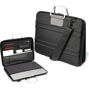 Hardshell laptop briefcase for macbook pro 16" 15" laptop and similar, anti-crush carry case with handle and strap