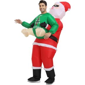 Inflatable Santa Costume for Adult, Christmas Inflatable Costume Santa Claus Blow Up Costumes for Men Women Christmas Cosplay Party Red
