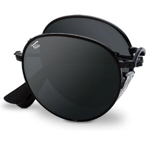 نظارات شمسية دائرية قابلة للطي، حماية من الأشعة فوق البنفسجية 400 والأشعة فوق البنفسجية فئة B للرجال والنساء، حقيبة جلدية قابلة للطي للنظارات الشمسية in Kuwait