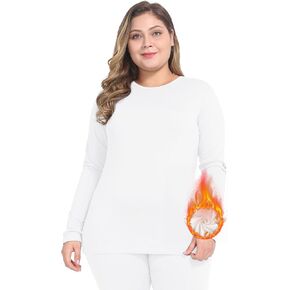 Plus Size Long Sleeve Thermal Shirt for Women Thermal Underwear Tops Fleece Lined Long Johns Base Layer