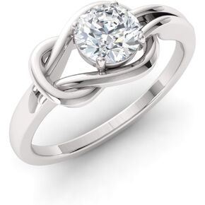 خاتم خطوبة سوليتير من الماس الطبيعي والمعتمد من Diamondere من الذهب الأبيض عيار 14 قيراط | خاتم بعقدة إنفينيتي من الألماس 0.3 قيراط للنساء، مقاس أمريكي 6 in Kuwait